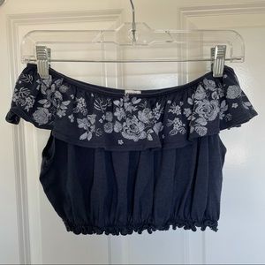 Garage floral off the shoulder crop top